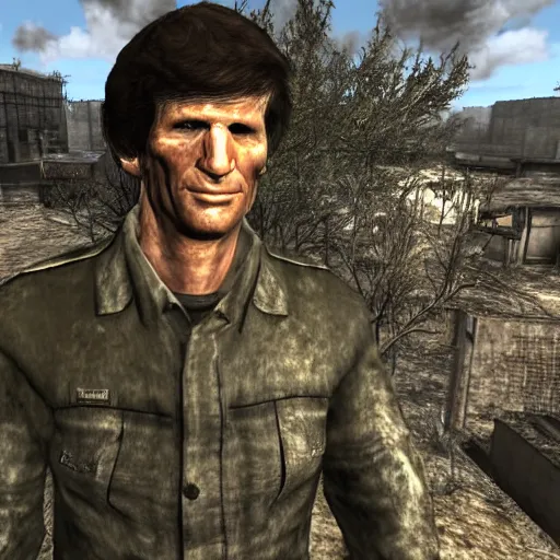 Image similar to Todd Howard in the style of fallout 3 game