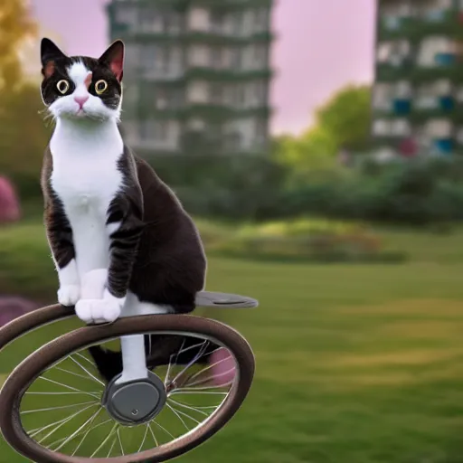 Image similar to Cat riding a unicycle, photorealistic, highly detailed, 4k