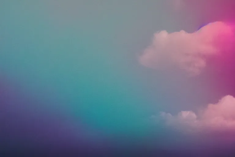 Image similar to high quality pastel coloured film photograph of a model wearing black clothing resting on clouds in a haze filled dreamstate world. three point light, rainbow. photographic production. art directed. pastel colours. volumetric clouds. pastel gradient overlay. waves glitch artefacts. 8 k. filmic.