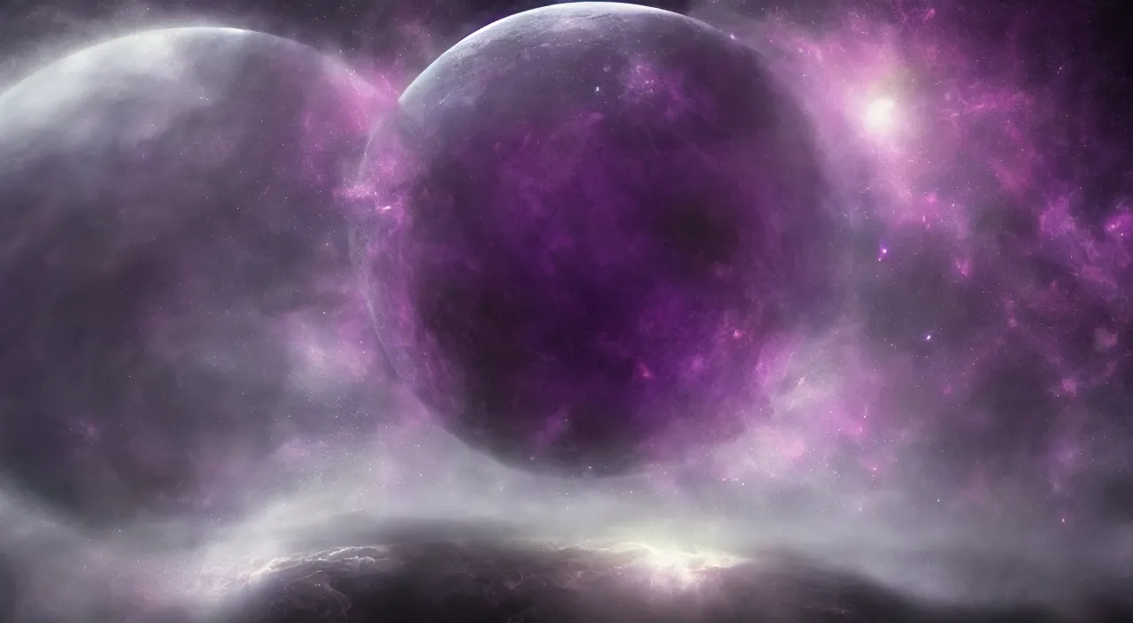 Prompt: a beautiful and lonely deep purple planet floating in the vast darkness of deep space, digital art, photorealistic, detailed, trending on artstation