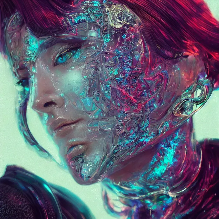 Prompt: a highly detailed photo of very intricate female face portrait, futurism, rococo cyber neon lighting, detailed futuristic fibonacci jewelry, profile posing, hyper photorealistic, crispy quality, digital photography, trending in pinterest, cinematic, 4 k ultra hd, art by pascal blanche, art by greg rutkowski, art by artgerm,