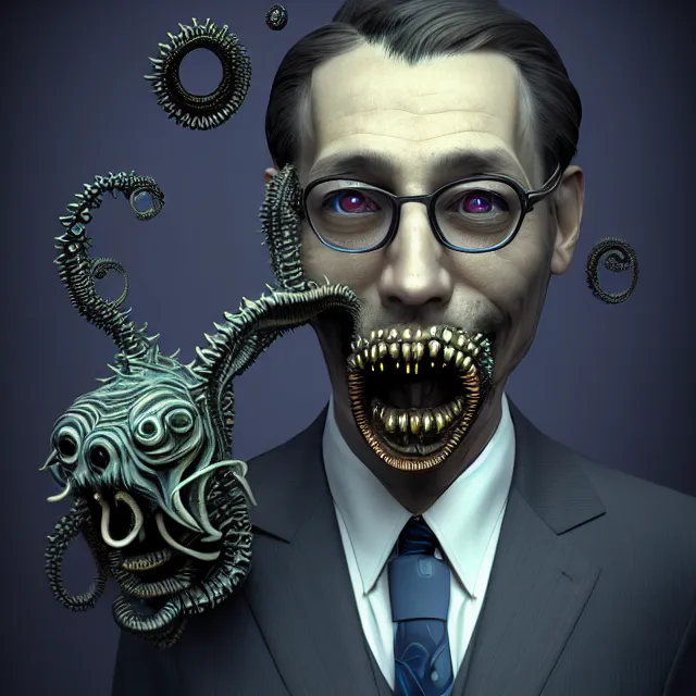 Image similar to portrait of a business man, polycount, surrealism, surrealist, lovecraftian, cosmic horror, high detail