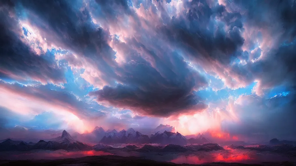 Image similar to amazing photo of anime sky by marc adamus, beautiful dramatic lighting