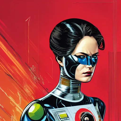 Image similar to portrait of a female android, by MARVEL comics and Sandra Chevrier