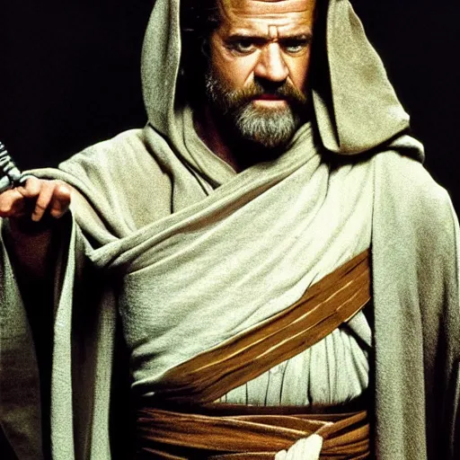Prompt: Mel Gibson as Obi Wan Kenobi