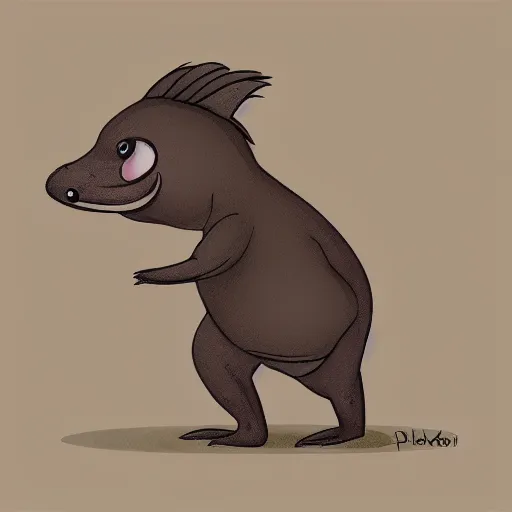 Image similar to character design of cute platypus, cartoon style