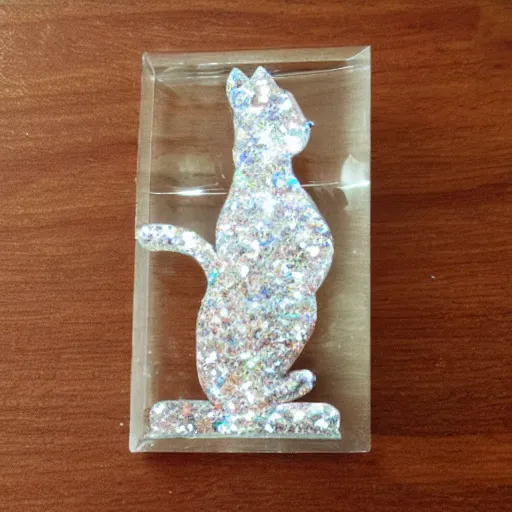 Prompt: a crystal cat on a cracker