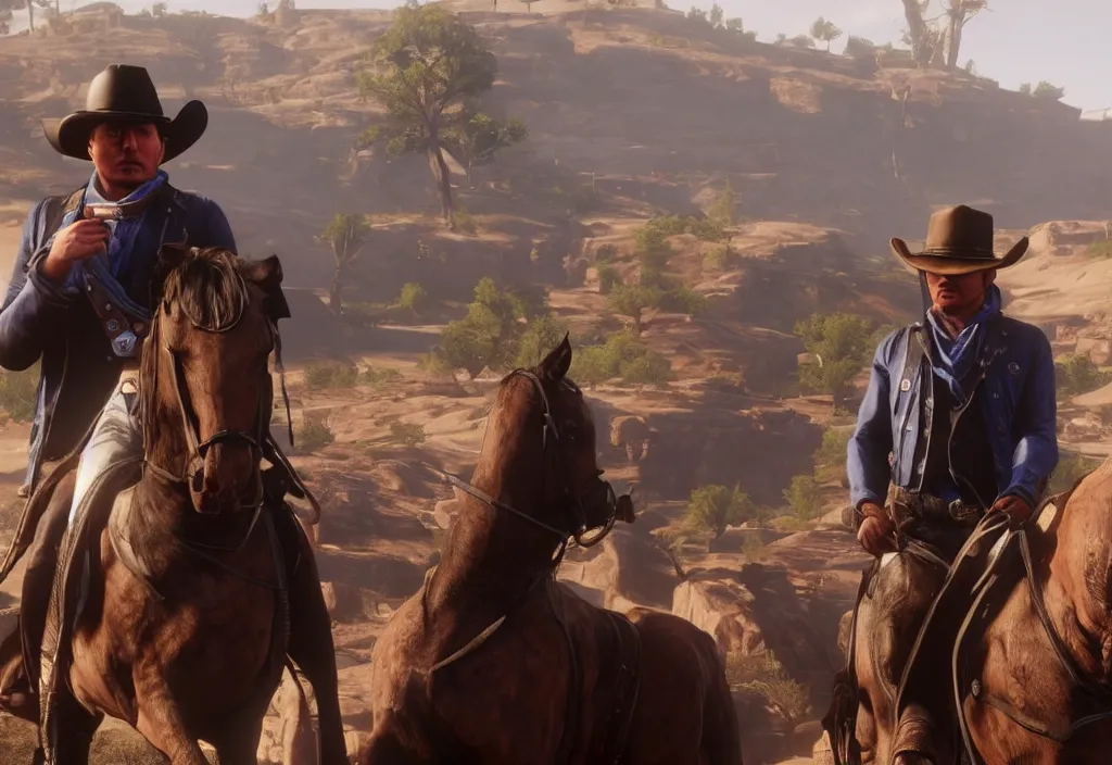 Image similar to elon musk in the red dead redemption 2, elon musk in the video game red dead redemption 2, gameplay screenshot, close up, 3 d rendering. unreal engine. amazing likeness. very detailed.