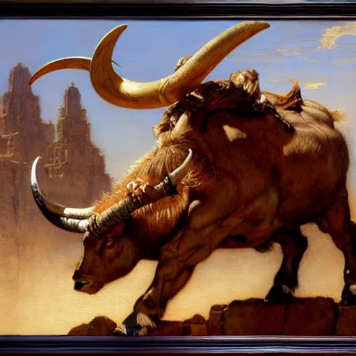 Image similar to minotaur, highly detailed painting by gaston bussiere, craig mullins, j. c. leyendecker, 8 k