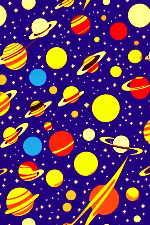 Prompt: seamless 2 d pattern of stunning planets and outer space, designed by edward hopper, award winning graphic design, 8 k, 4 k