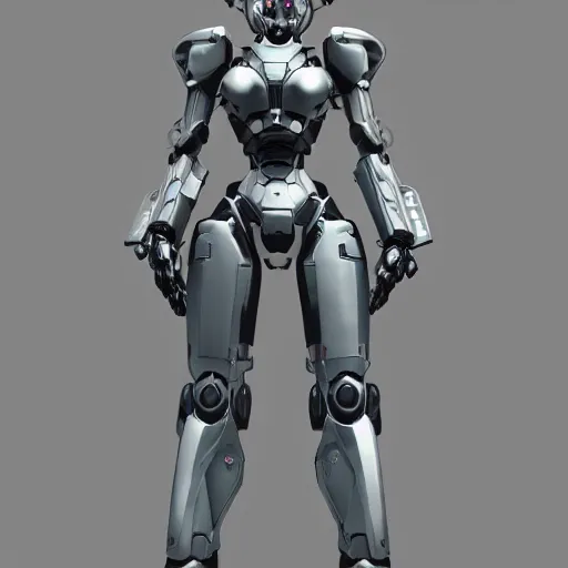 Image similar to female power armor, very symmetrical body, highly detailed, by vitaly bulgarov, by yoji shinkawa, by joss nizzi, by shoji kawamori, metal gear solid, zone of the enders, mecha, transformers cinematic universe, deviantart, artstation, render, unreal engine