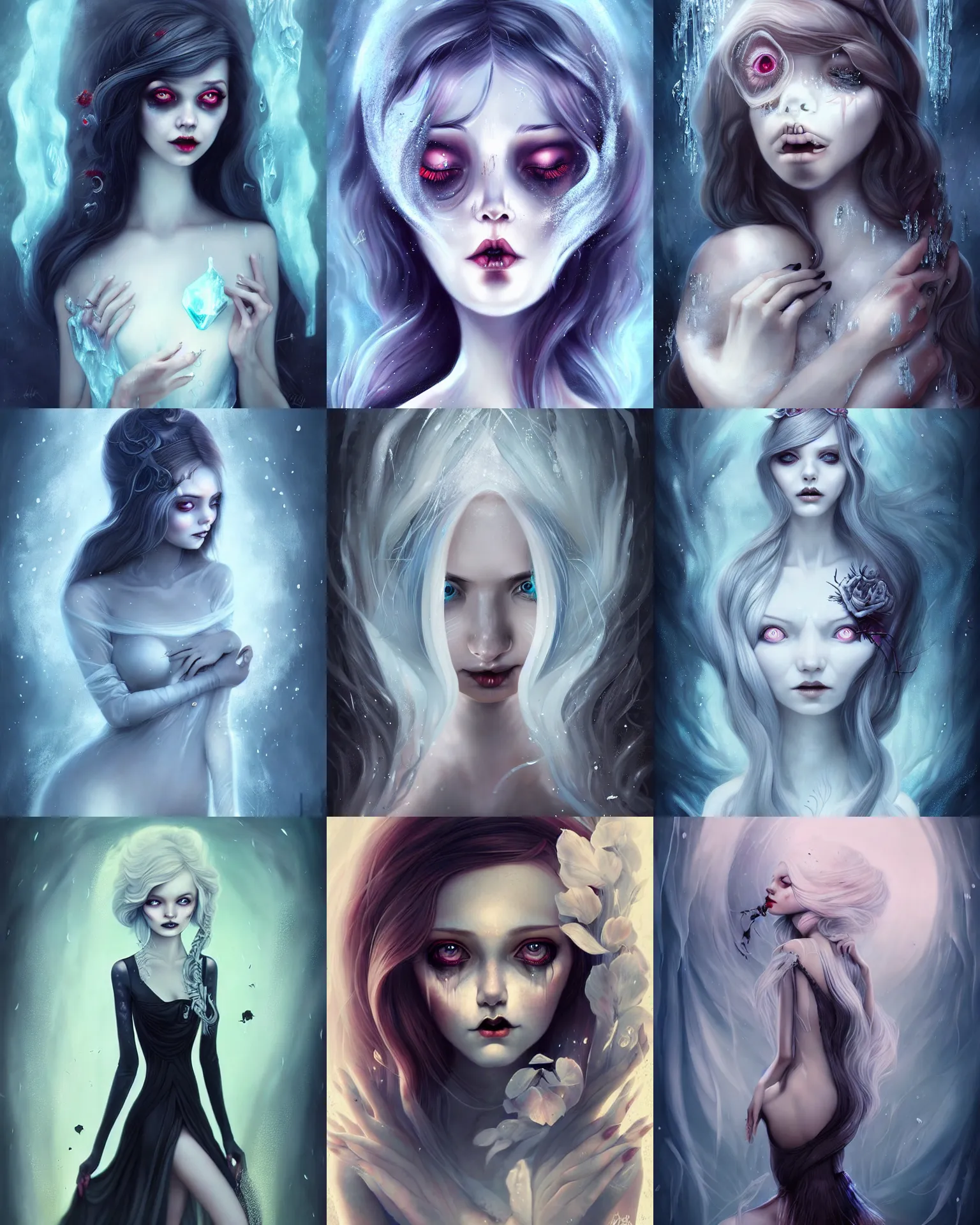 Prompt: a girl completely encased in ice, anna dittmann, full body, horror art, masterpiece, dark, gothic, very detailed, sharp, 8 k