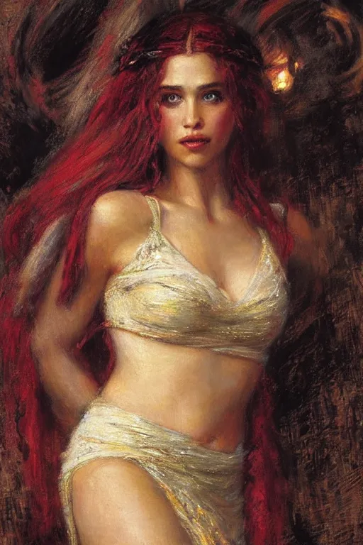 Image similar to portrait of daenerys targaryen by gaston bussiere.