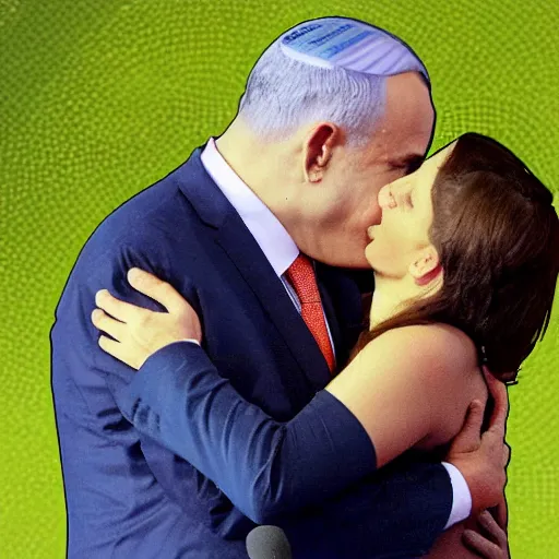 Image similar to benjamin netanyahu kissing naftali bennet, realistic, detailed