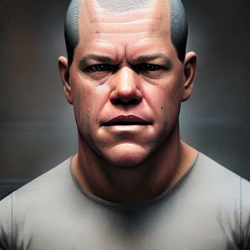 Image similar to hyperrealistic mixed media image of Matt Damon bald with scalp shaped !!foreskin!!, stunning 3d render inspired art by István Sándorfi and Greg Rutkowski, perfect facial symmetry, realistic, highly detailed attributes and atmosphere, dim volumetric cinematic lighting, 8k octane extremely hyper-detailed render, post-processing, masterpiece,