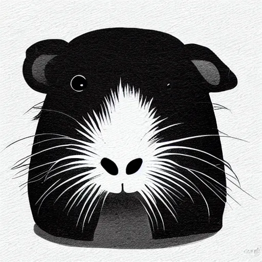 Image similar to black line art white background, clean, simple, cute, guinea pig, art