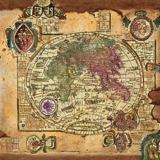 Image similar to ancient colorful map, labyrinth map, old paper