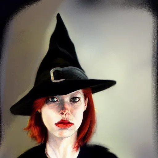 Image similar to a realistic witch portrait, by edward hopper, new artstation artist,