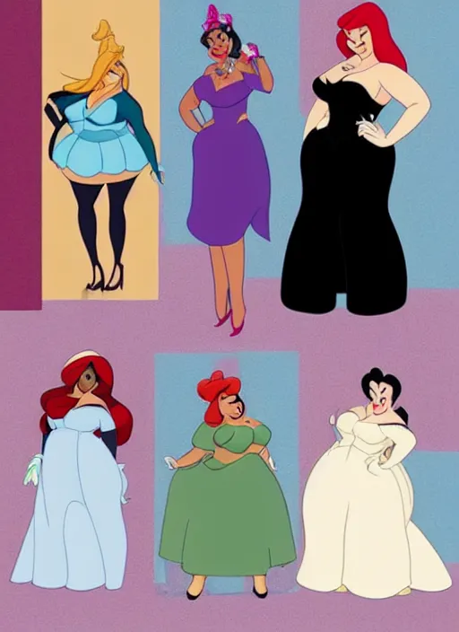 Image similar to a plus-size woman in the style of modern Disney