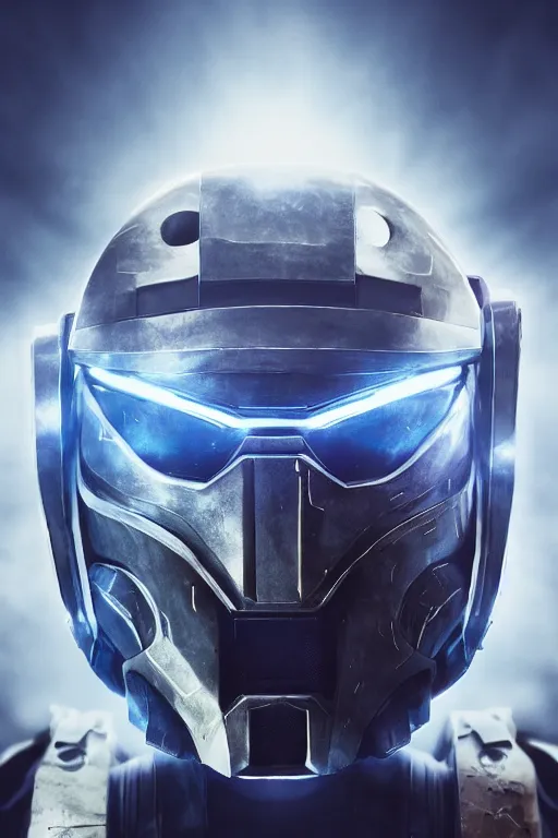 Image similar to robot ninja mask helmet halo master chief radiating a glowing aura global illumination ray tracing hdr fanart arstation by ian pesty and katarzyna da „ bek - chmiel