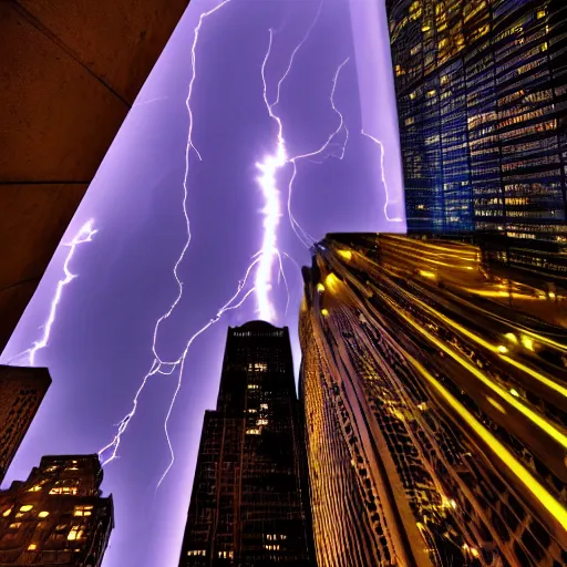 Prompt: lightning bolts reigning over the willis tower in chicago illinois, detailed, 8k