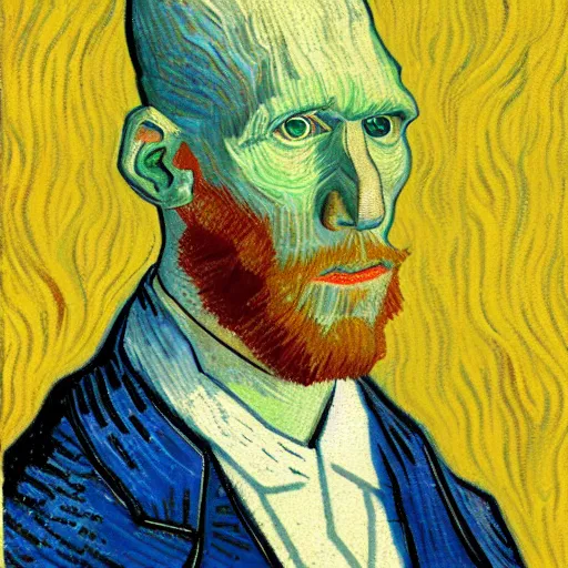 Image similar to handsome squidward portrait, van gogh, strong chad