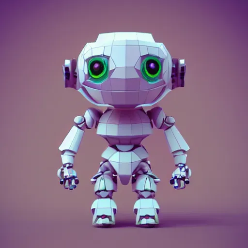 Image similar to low - poly cute robot character, 3 d render, blender, unity, octave, 4 k, isometric view, white background, beautiful render, pastel colours, breath of the wild art style