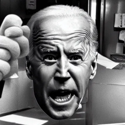 Prompt: joe biden as a monster in cronenberg movie, the thing, realistic, security camera footage