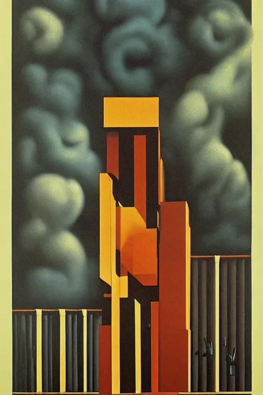 Prompt: Bauhaus Poster by Richard Corben, by René Magritte, surrealism, gothic, baroque