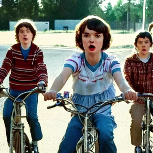 Image similar to a blurry still from stranger things