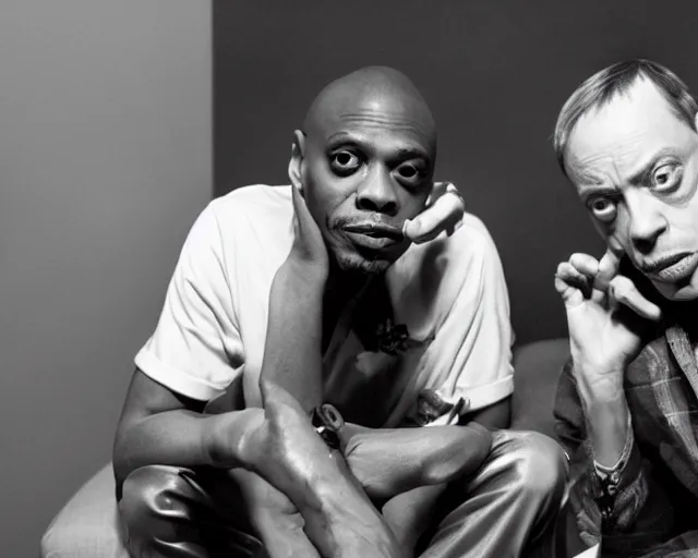 Prompt: A photo of Dave Chappelle and Steve Buscemi doing Cocaine, By Rainer Hosch, claymation