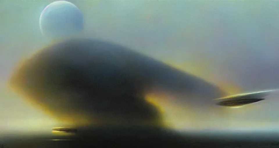 Image similar to masterpiece oil painting by the great famous sci - fi artist john harris.