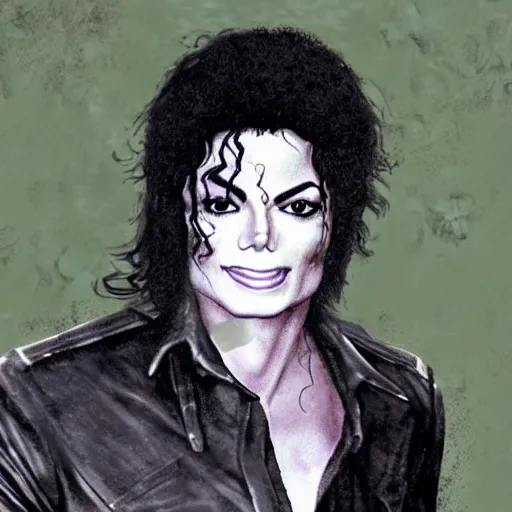 Image similar to michael jackson as left 4 dead hunter pehr horberg style