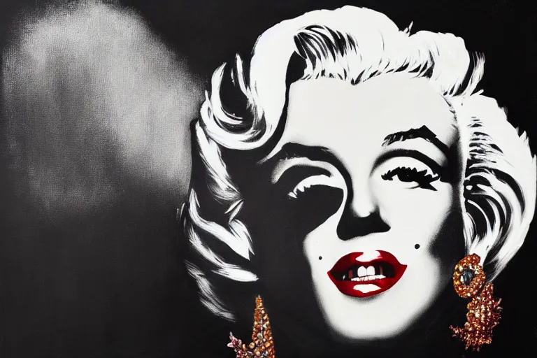 Prompt: Marilyn Monroe. Cinematic. Intricately detailed acrylic painting