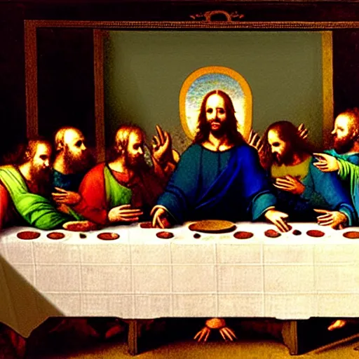 Image similar to a beautiful painting of donald trump participating in the last supper, by leonardo da vinci, ultra - detailed, 8 k