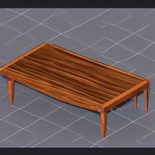 Image similar to a 3 d object of the wooden desk, isometric game, mobile game, centralised, mohamed chahin, blender cycles render, solid colours material, no background and shadows