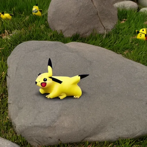 Image similar to Pikachu made out of stone