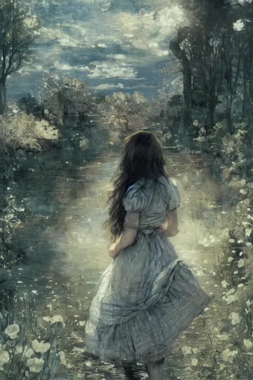 Image similar to dreaming girl by akihiko yoshida and john constable