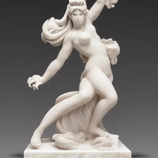 Prompt: a delicate renaissance marble sculpture of Mai Shiranui