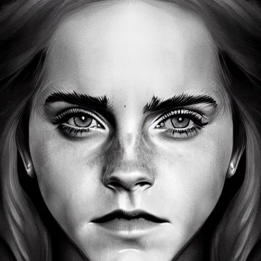 Image similar to Very funny Emma Watson looking like an old monkey, colorful painting on grey scale face, powerful , magic, thunders, dramatic lighting, intricate, wild, highly detailed, digital painting, artstation, concept art, smooth, sharp focus, illustration, art by artgerm and greg rutkowski and alphonse mucha, footage