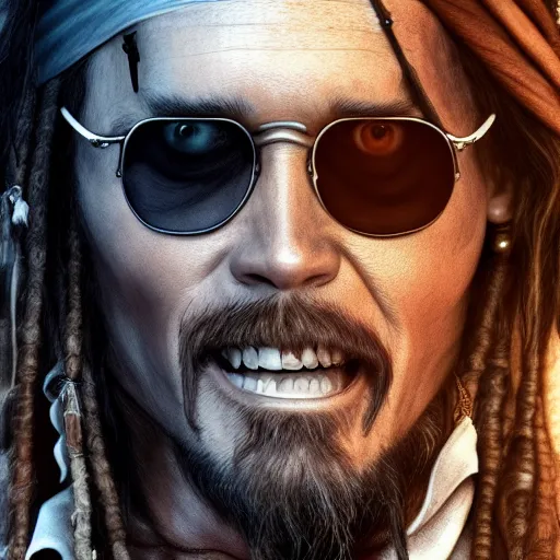 Prompt: Jim Carrey is Jack Sparrow, hyperdetailed, artstation, cgsociety, 8k