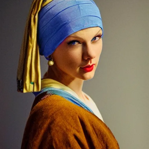 Prompt: Taylor Swift as the girl with the pearl earring