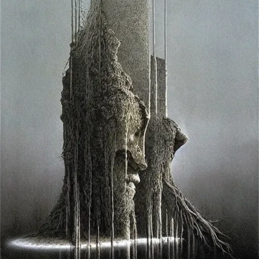 Prompt: Dystopian Surrealism by Zdzislaw Beksinski