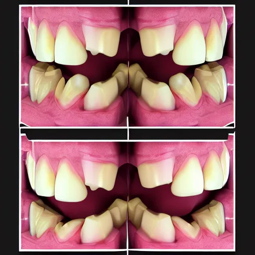 Image similar to poorly rendered 3 d set of teeth