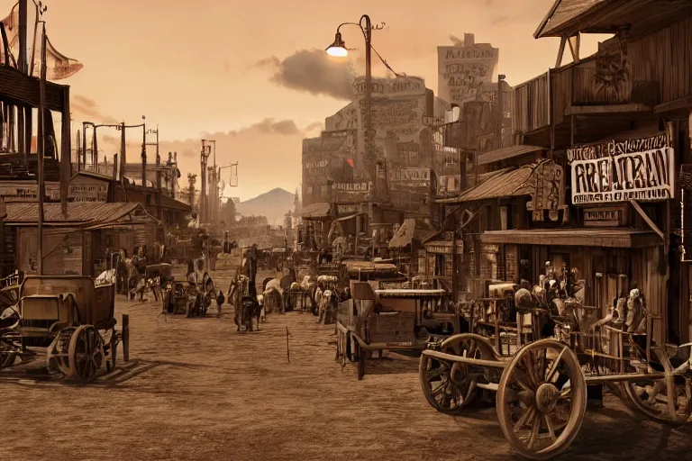 Prompt: ! dream photorealistic wild west town, cinematic