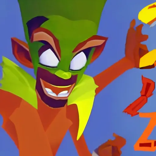 Image similar to jordan peterson as neo cortex, warp room cut - scene, style of crash bandicoot 2 ps 1