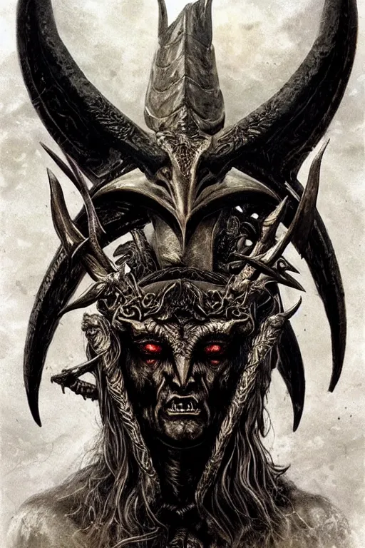 Image similar to full body concept art of baphomet wearing viking helm made with porcelain by Jeff Easley and Peter Elson + beautiful eyes, beautiful face + symmetry face + galaxy + gothic, surreal, dread + highly detailed, intricate complexity, epic composition, magical atmosphere + masterpiece, award winning + trending on artstation