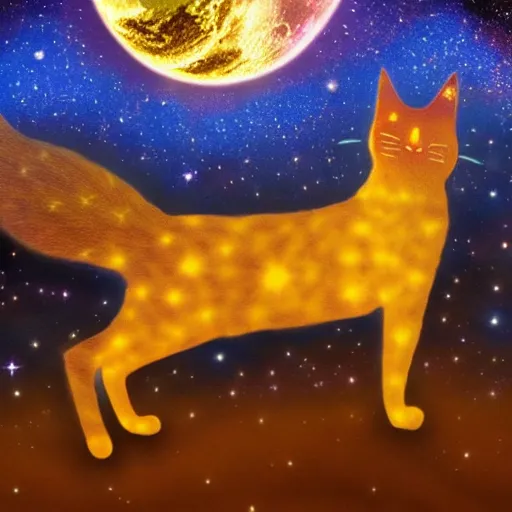 Prompt: a cosmic cat scratches the atmosphere of earth