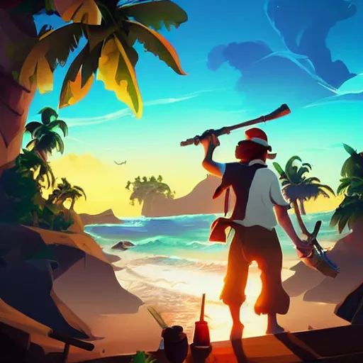 Image similar to painting treasure on sea of thieves game smooth median photoshop filter cutout vector, behance hd by jesper ejsing, by rhads, makoto shinkai and lois van baarle, ilya kuvshinov, rossdraws global illumination