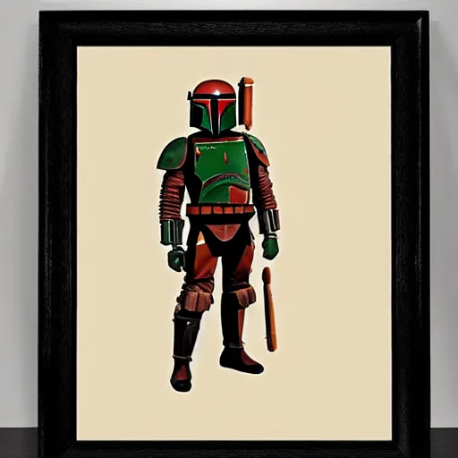 Image similar to technical sketch of boba fett by leonardo da vinci